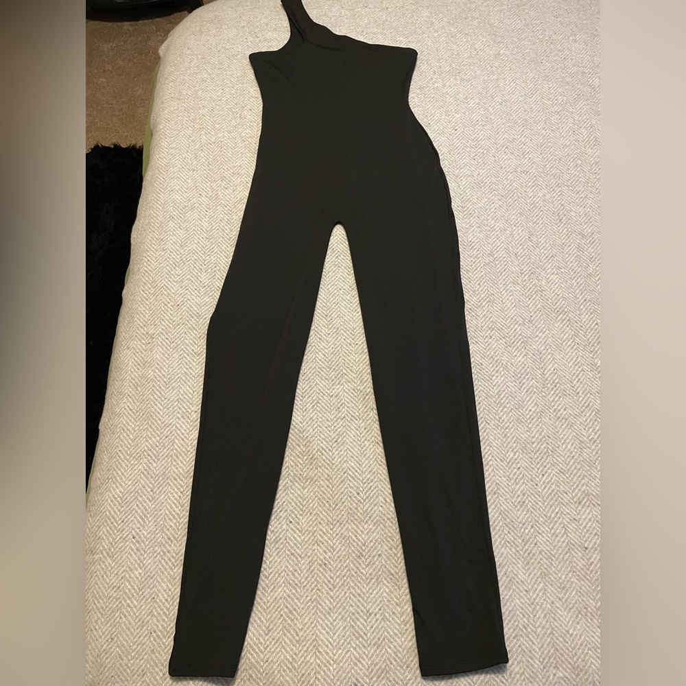 Naked Wardrobe Asymmetric One Shoulder Bodycon Jumpsuit NWOT